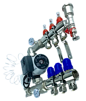 Колектор для теплої підлоги (3 КОНТУРІВ) в зборі з насосом