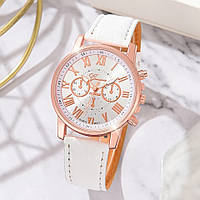 Білий  жіночий годинник Geneva із золотим оформленням
