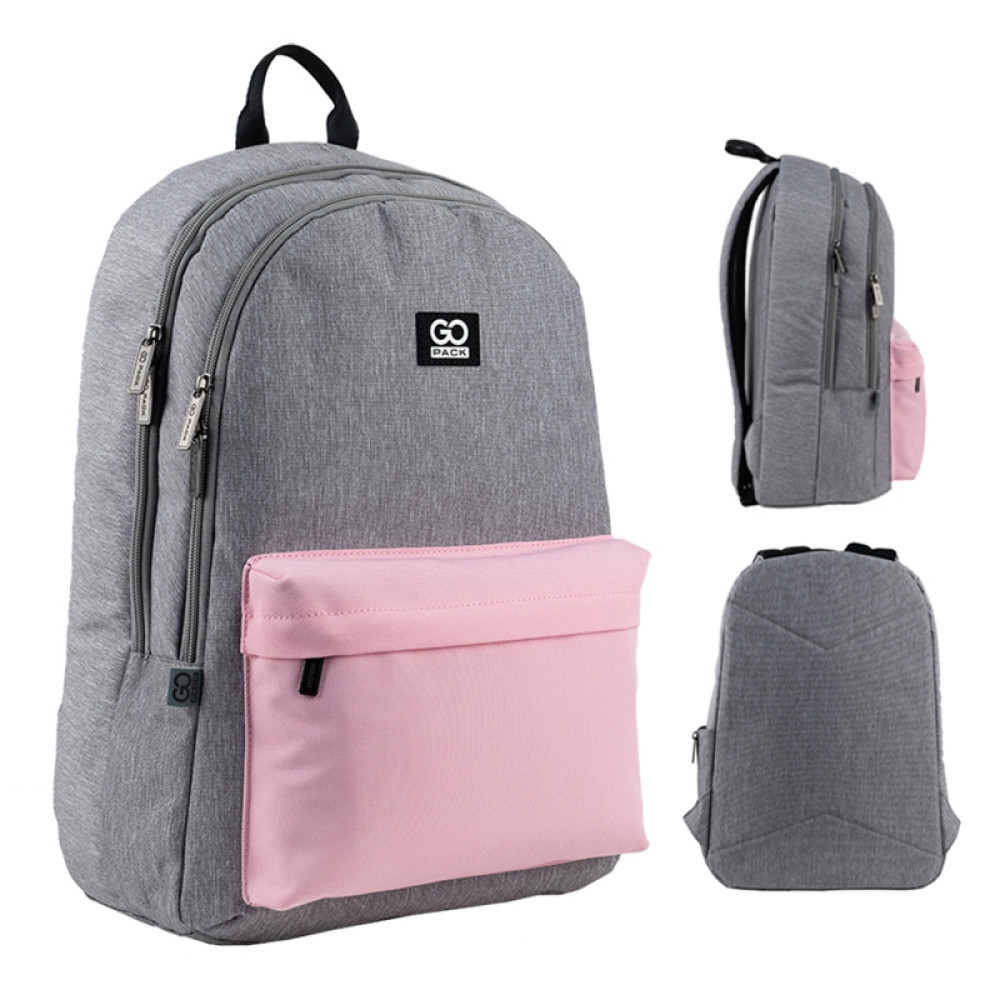 Рюкзак шкільний для підлітка GoPack Education Teens (зріст від 145 до 175 см) 140L-1 Сіро-рожевий