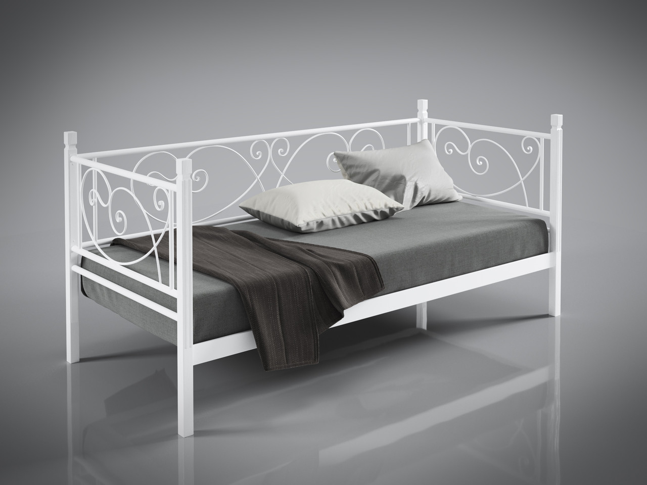 Диван металевий Шафран ніжки дерево біле метал білий 80*190 см (TeneroTM)