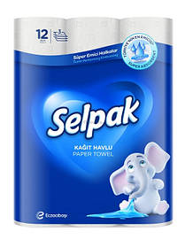 Паперові рушники целюлоза Selpak тришарові 84 відр. 11,25 м. 12 шт.