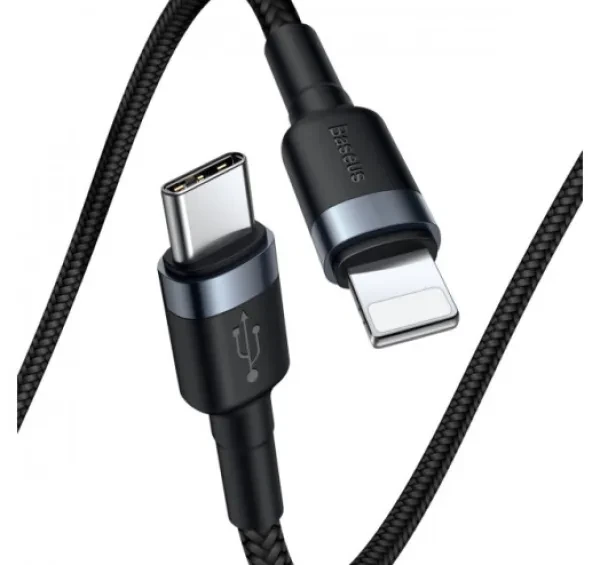Дата-кабель Baseus Cafule CATLKLF-G1 1m USB Type C (тато) - Lightning (тато) Black Gray, фото 1