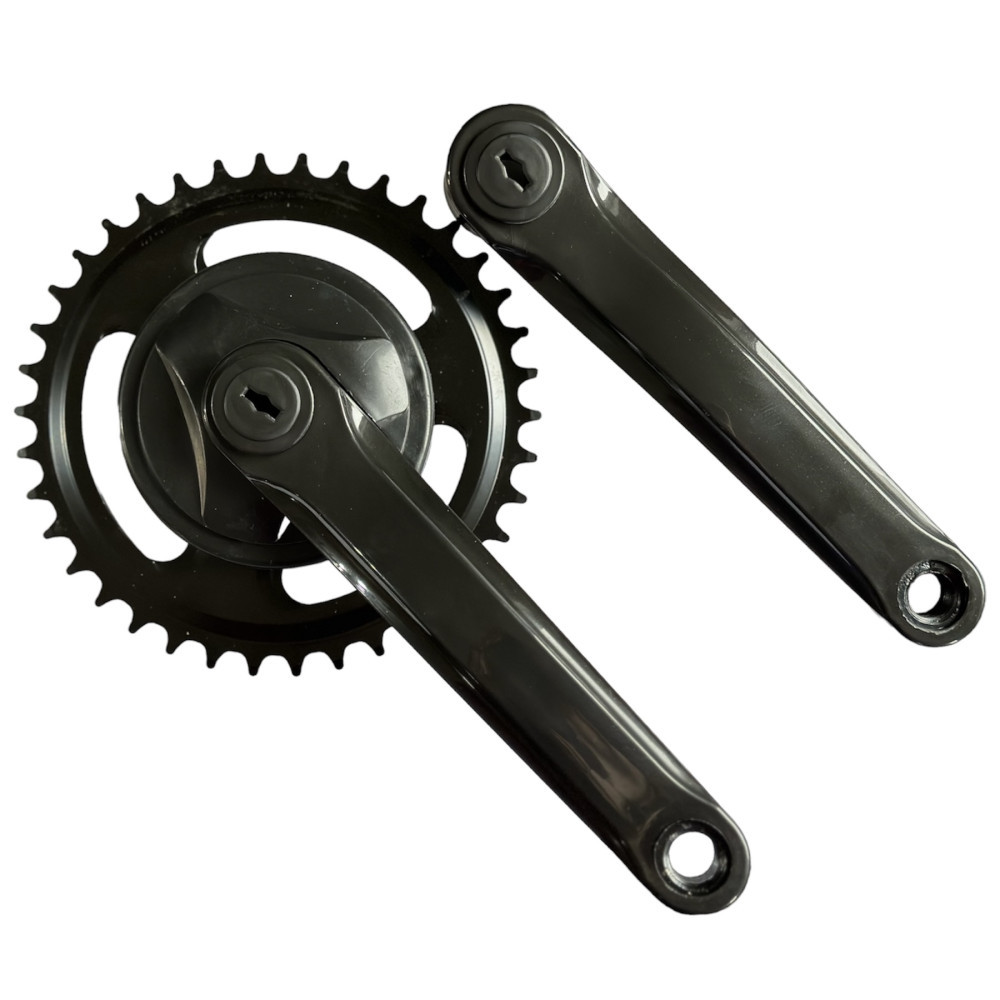 Шатуни 38T 1/2" x 3/32" сталеві під планетарну втулку та гірські велосипеди 170 мм чорний глянцевий, фото 1