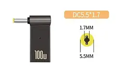 Перехідник STLab PD100W-5.5x1.7mm USB Type-C (мама) - DC Jack 5.5x1.7mm (тато) ACER для заряджання ноутбука