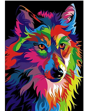 Алмазна мозаїка на підрамнику картина стразами 40х50 см DIY Кольоровий вовк (SGLE 71270 - F)