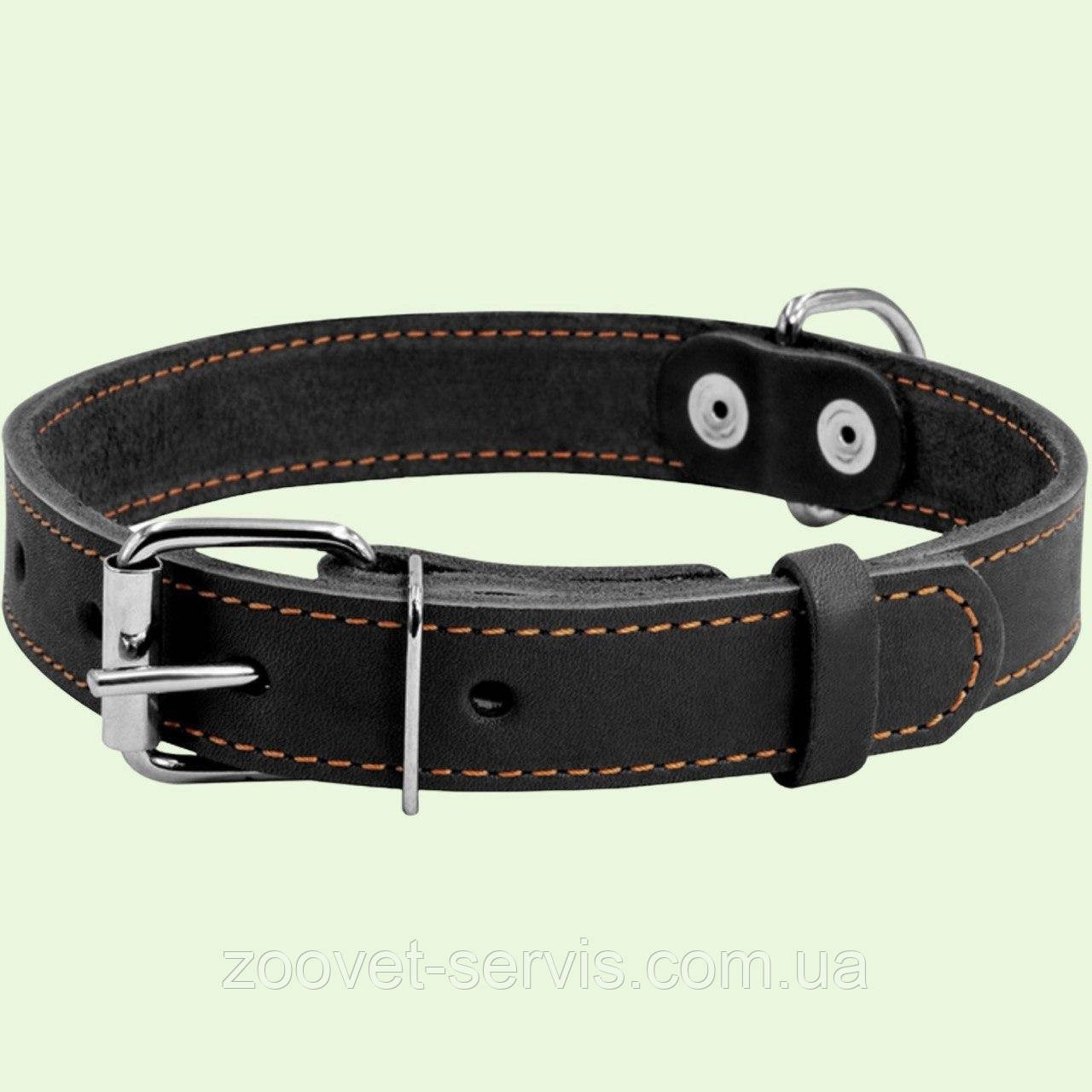 Нашийник шкіряний для собак Collar одинарний 20мм/32-40см Чорний 01331