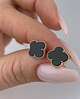 Срібні сережки ван кліф в позолоті д.10