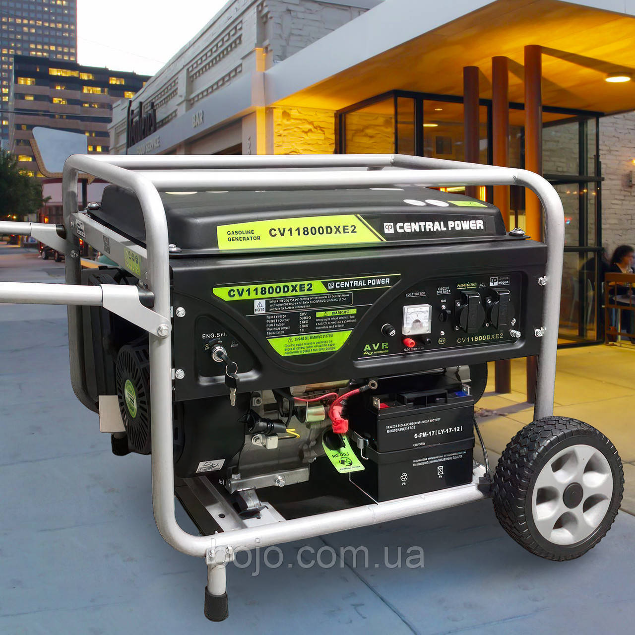 Однофазний бензиновий генератор мідна обмотка на колесах Central Power CV11800DXE2 6,5 кВт