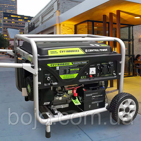 Однофазний бензиновий генератор мідна обмотка на колесах Central Power CV11800DXE2 6,5 кВт, фото 1