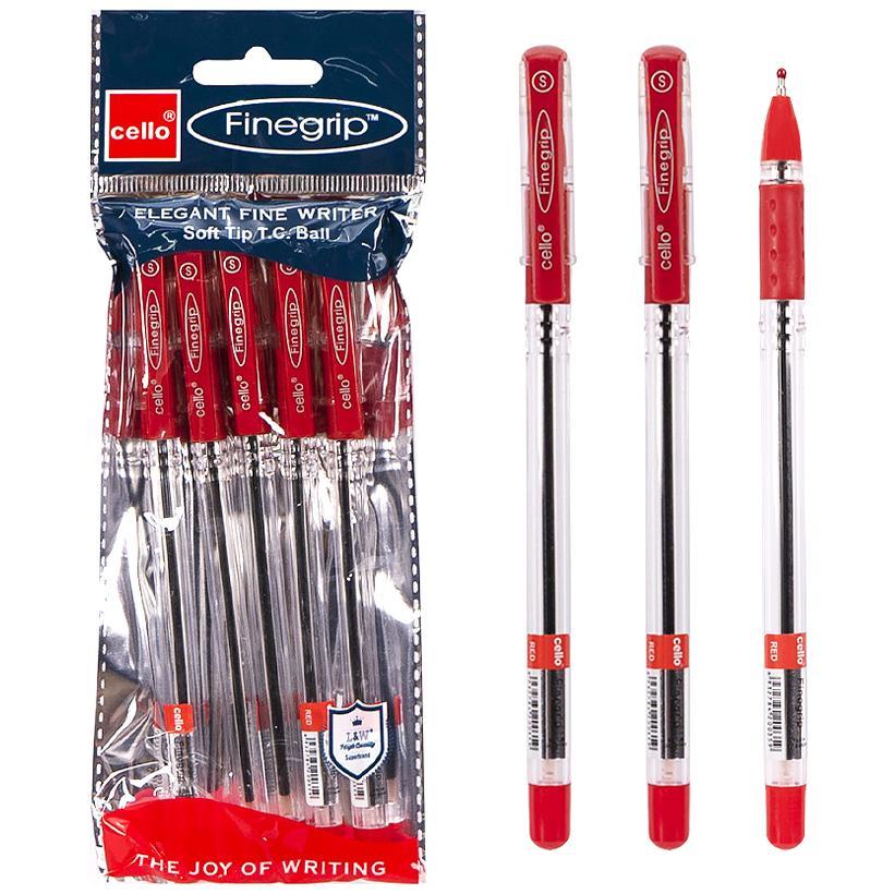Ручка масляна Cello Finegrip 0,5 388RD червона з гумовим грипом