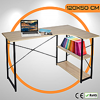 Комп'ютерний Стіл Лофт Кутовий 120 x 50 х 74 см Jumi Confy Офісний Письмовий Стіл з Поличками Коричневий МДФ