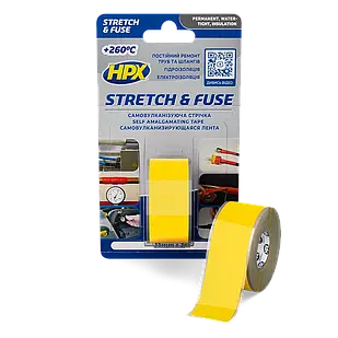 HPX Stretch&Fuse - 25мм х 3м, жовта силіконова вулканізуюча стрічка для ізоляції та герметизації
