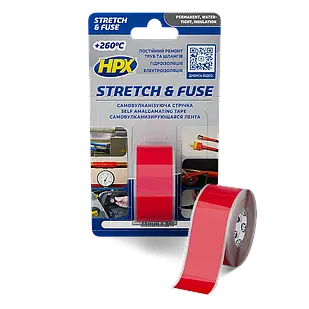 HPX Stretch&Fuse - 25мм х 3м, червона силіконова вулканізуюча стрічка для ізоляції та герметизації