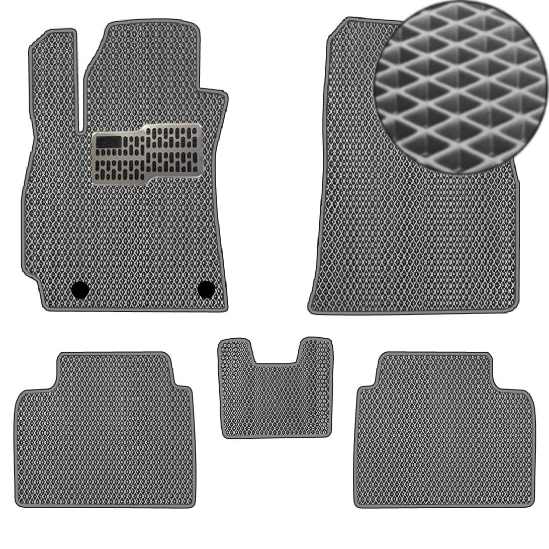 Водійський килимок EVA для Hyundai Elantra 7 2020 — з підп'ятником 1 шт. Комплект з перемичкою (5 шт.), Сірі-Сірий кант, фото 1