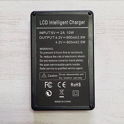 Зарядний пристрій USB для 2 акумуляторів Canon NB-6L/NB-6LH LCD Intelligent, фото 2