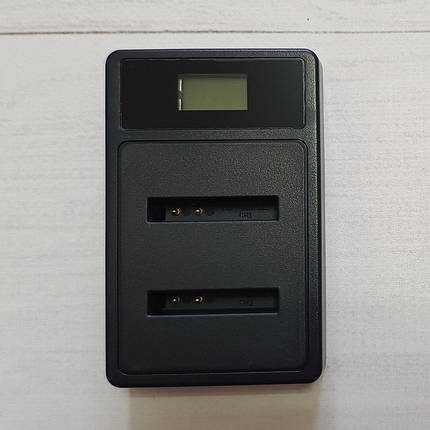 Зарядний пристрій USB для 2 акумуляторів Canon NB-6L/NB-6LH LCD Intelligent, фото 1