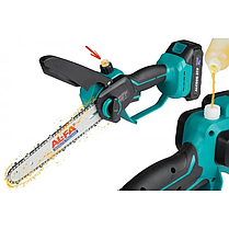 Потужна ручна акумуляторна ланцюгова пила AL-FA ALCMCS8-21V: з АКБ 21V 2.0 Аh, шина 20 см, вага 1.4 кг, фото 2