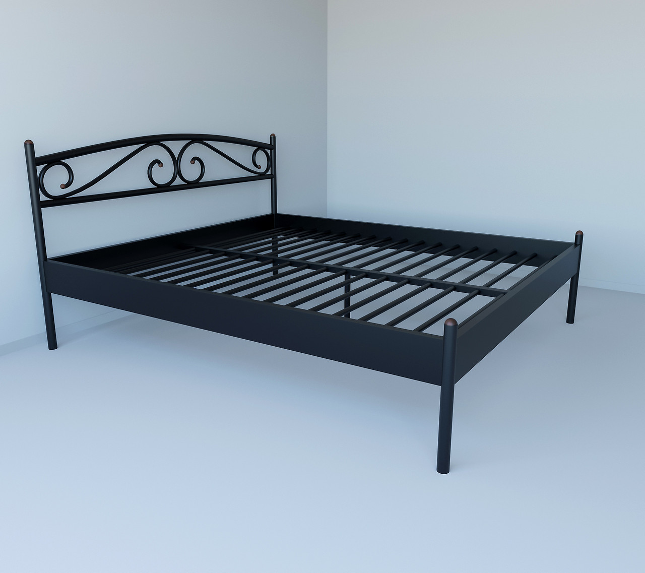 Ліжко двоспальне металеве Tobi Sho CAROLA-1 200Х160 Чорне, фото 1