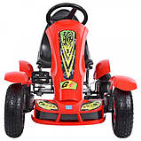 Дитячий педальний велокарт на надувних колесах від 5 до 10 років, Bambi M 1450-3 червоний. Веломобіль на педалях, фото 4