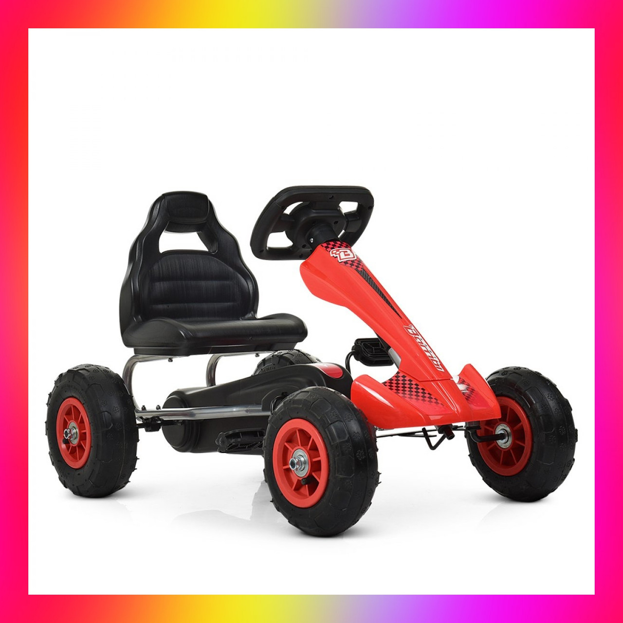 Дитячий педальний карт на надувних колесах, Bambi M 4036-3 червоний, фото 1