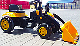 Дитячий педальний веломобіль трактор Pilsan 07-315 жовтий. Велокарт, екскаватор на педалях із рухомим ковшем, фото 2