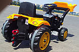 Дитячий педальний веломобіль трактор Pilsan 07-315 жовтий. Велокарт, екскаватор на педалях із рухомим ковшем, фото 8