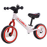 Дитячий біговел велобіг на EVA колесах 12 дюймів BALANCE TILLY 12 Lumi T-212521 біло-червоний, фото 2