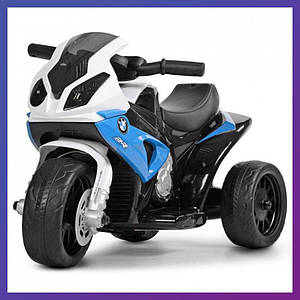 Дитячий триколісний мотоцикл на акумуляторі BMW S1000 RR, JT5188L-3 біло-синій