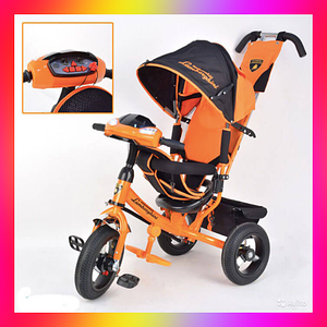 Дитячий триколісний велосипед коляска Lamborghini Trike LP20 на Надувних колесах Жовтогарячий