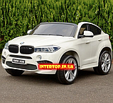 Дитячий двомісний електромобіль Джип BMW X6M на акумуляторі з моторами 2*120 Ватів JJ2168 Білий, фото 6