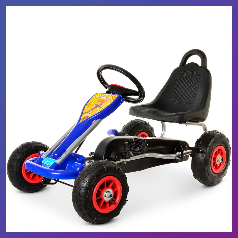 Дитячий веломобіль картинг педальний BAMBI 1564-4 синій. Дитячий карт на надувних колесах від 2 до 6 років, фото 1