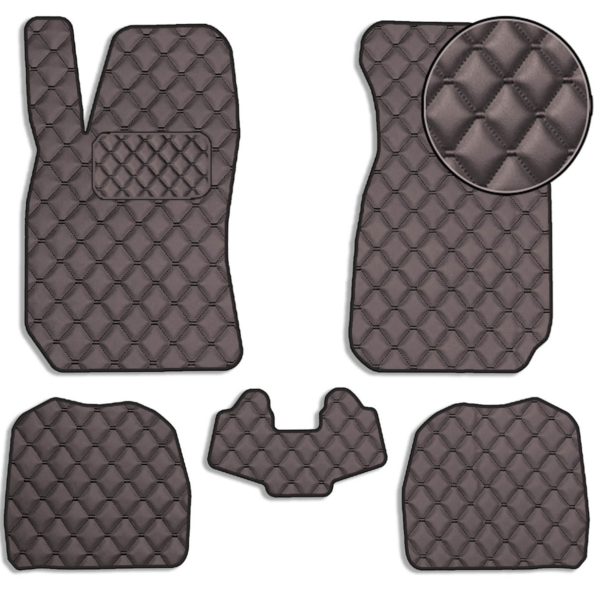 Водійський килимок для Skoda SuperB 2001-2008 Екошкіра 1 шт (Rombus) Комплект з перемичкою (5 шт.), Коричневі, фото 1