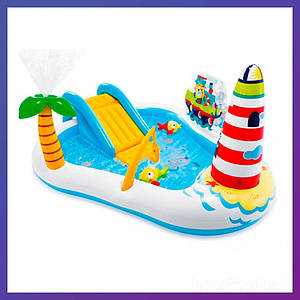 Дитячий надувний ігровий центр із басейном і гіркою Intex 57162 Весела риболовля