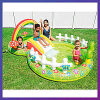Дитячий надувний ігровий центр із басейном і гіркою Intex 57154 Мій сад