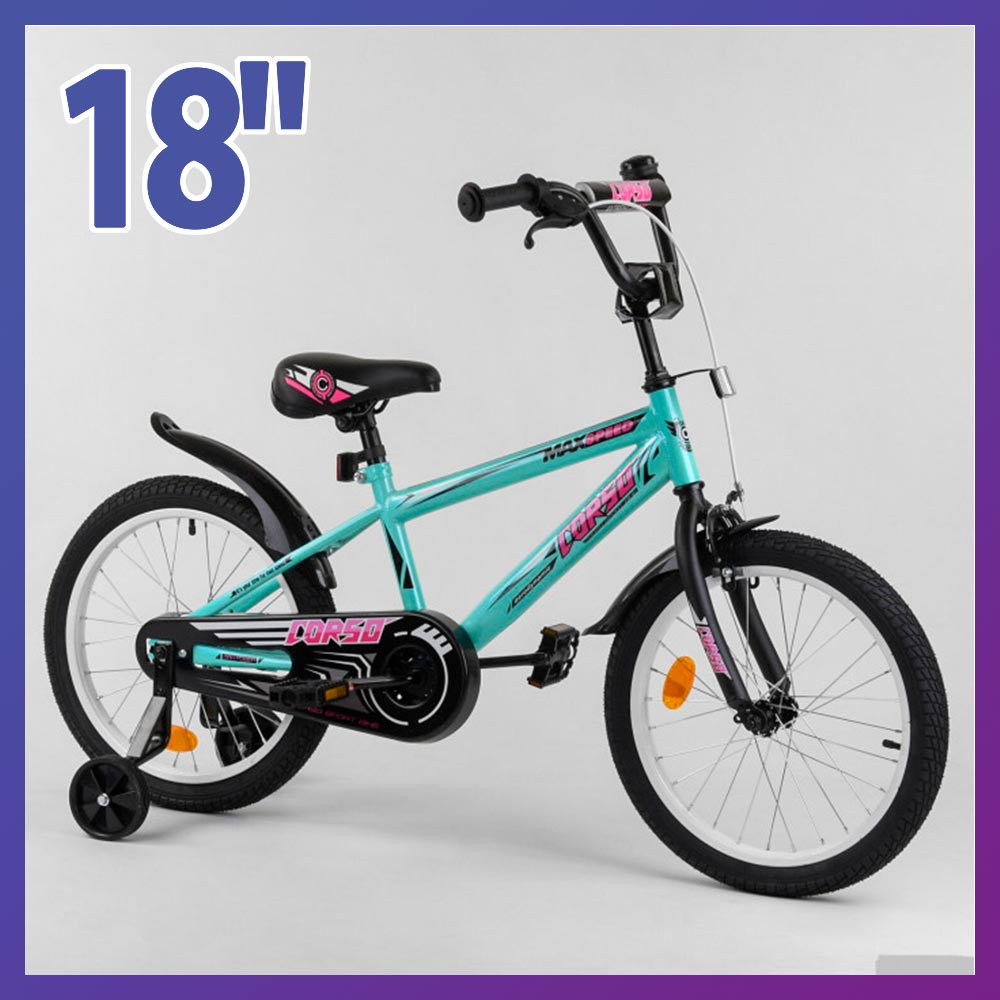 Велосипед дитячий двоколісний Corso EX-18 N 1102 18" зріст 110-130 см вік 5 до 8 років бірюзовий, фото 1