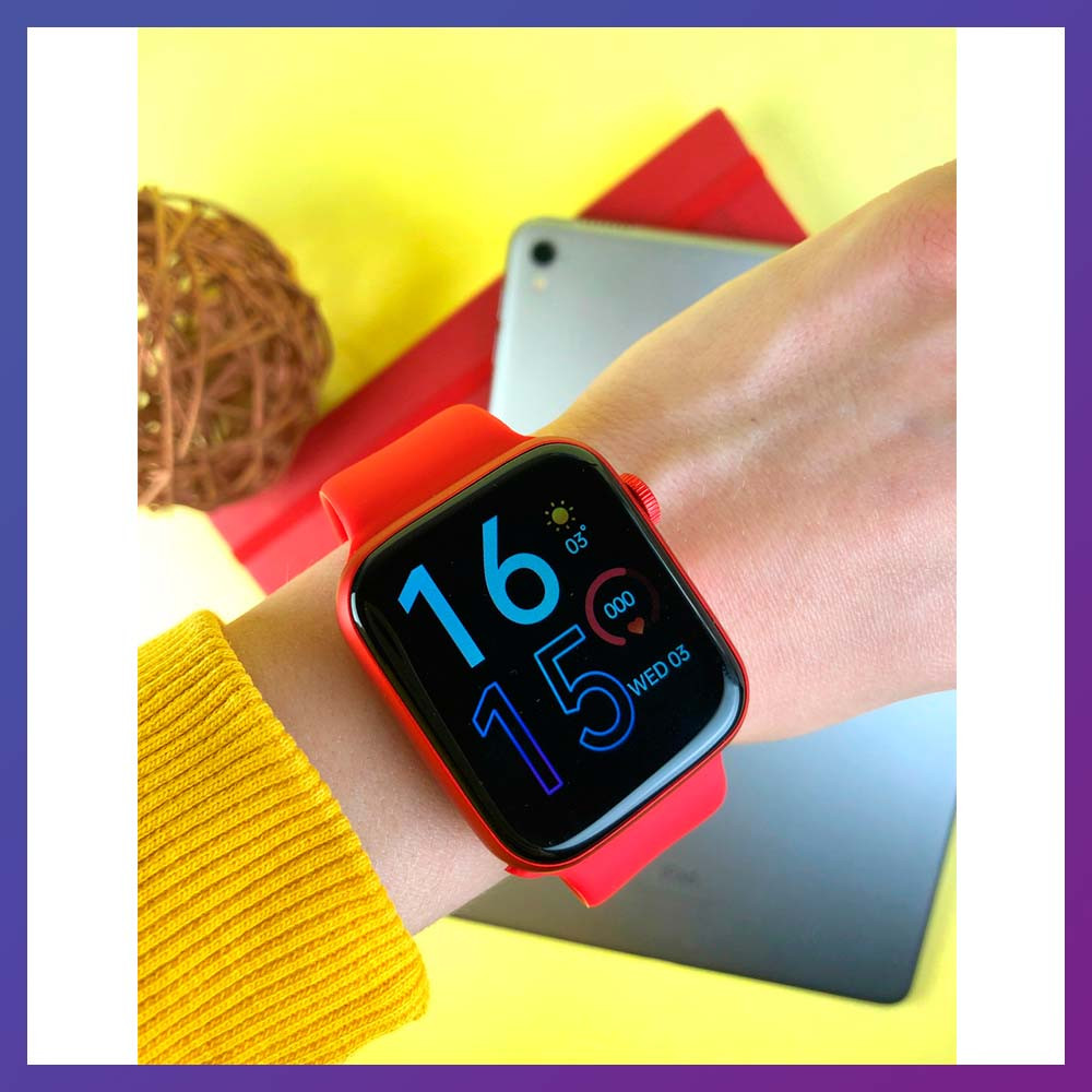 Смарт годинник Фітнес-браслет-трекер Smart Watch Series 6 HW22 пульсометром тонометром червоні + Подарунок