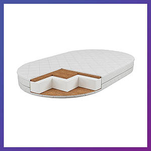 Матрац для дитячого ліжечка Oval (кокос поролон кокос) 10 см білий