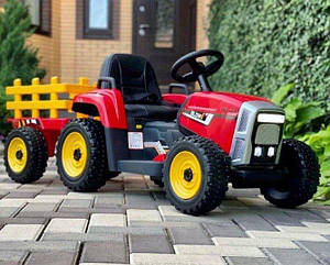 Дитячий електромобіль Трактор із причепом на радіокеруванні Bambi M 4479 червоний