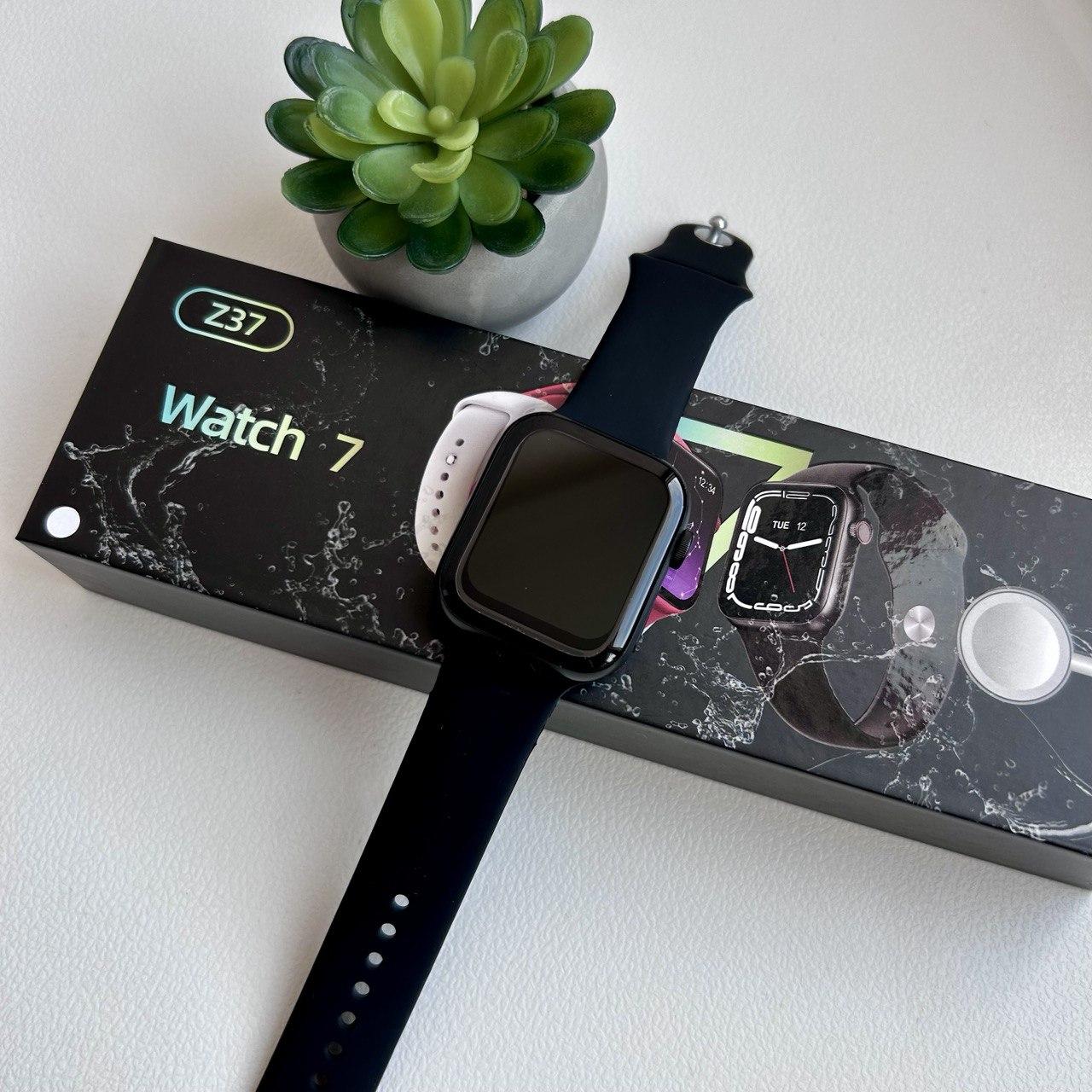 Смарт годинник Фітнес браслет треккер Smart Watch Z37 44 mm температура пульсометром тонометром чорний + Подарунок