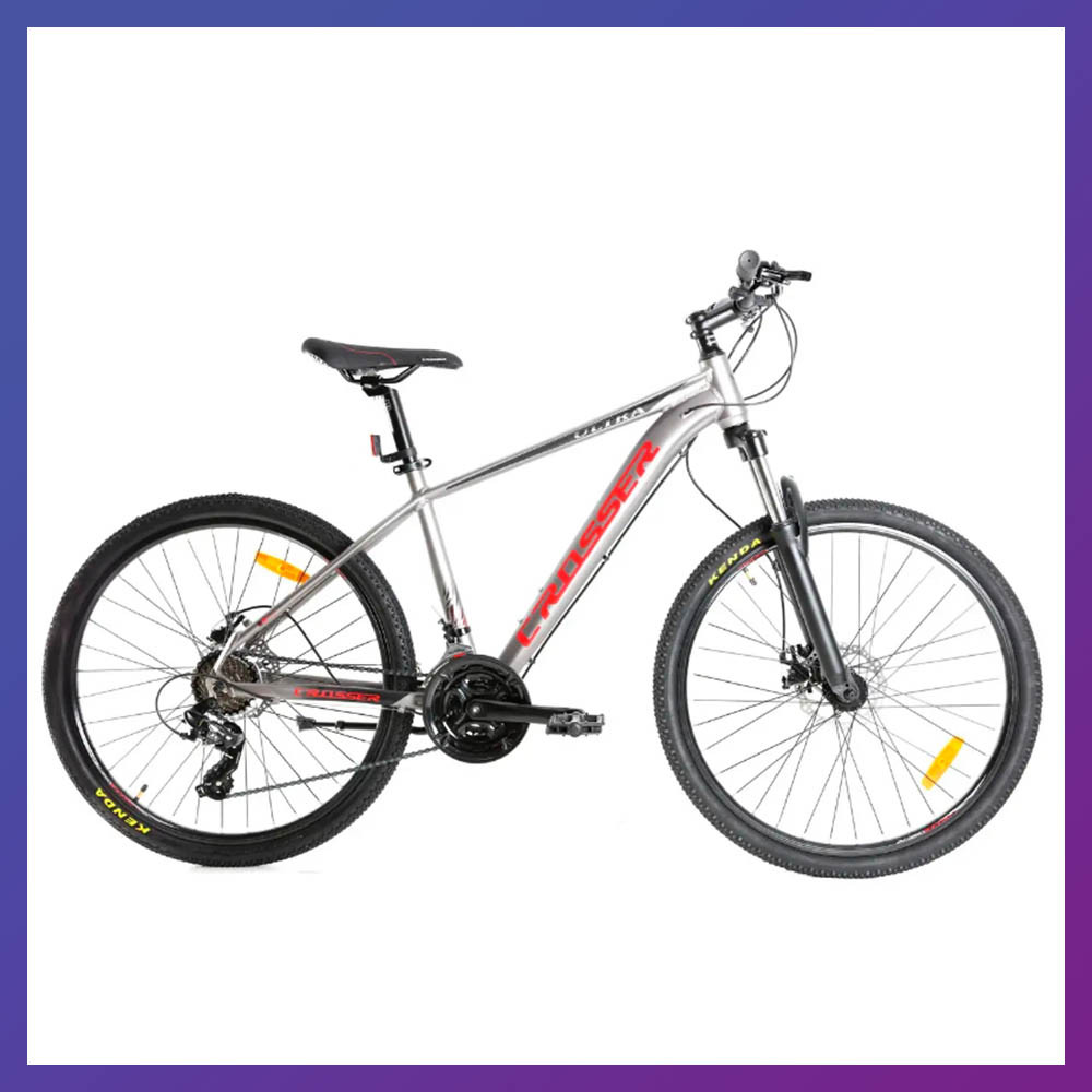 Велосипед гірський двоколісний однопідвісний на алюмінієвій рамі Crosser Ultra 26 дюймів 17" рама сірий, фото 1