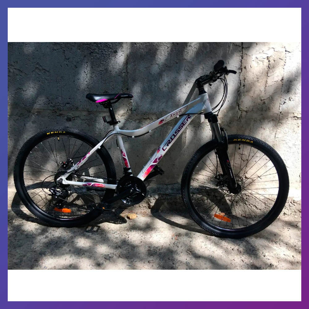 Велосипед гірський двоколісний однопідвісний на алюмінієвій рамі Crosser Angel 26 дюймів 16,5" рама білий, фото 1