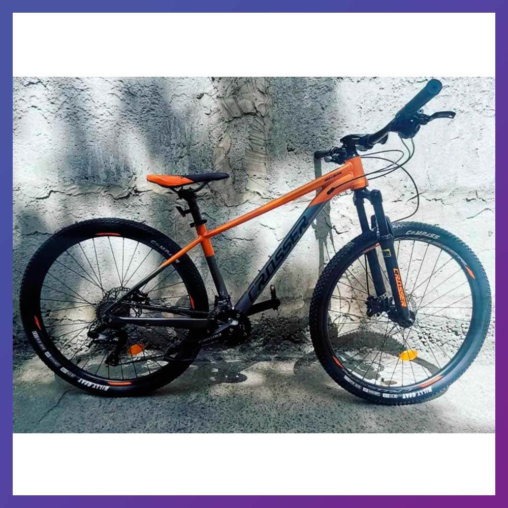Велосипед гірський однопідвісний на алюмінієвій рамі Crosser MT-036 29/17 2*9 Hidraulic LTWOO сіро-жовтогарячий