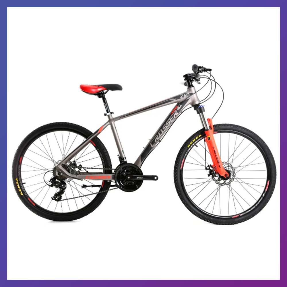 Велосипед гірський однопідвісний на алюмінієвій рамі Crosser Solo 29/19 21S Hidraulic Shimano сіро-червоний