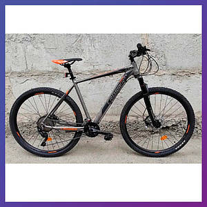 Велосипед гірський однопідвісний на алюмінієвій рамі Crosser Solo 29/19 3*10 Shimano DEORE сіро-жовтогарячий