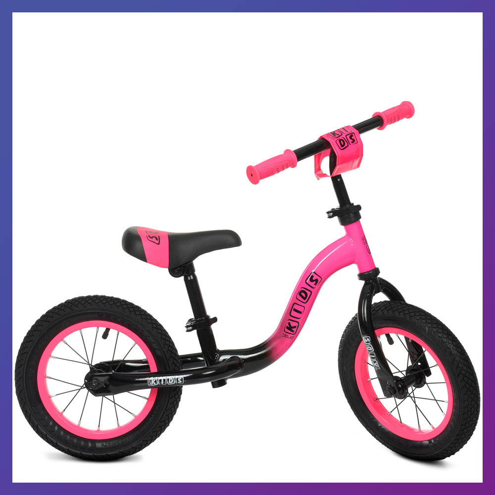 Дитячий біговел велобіг на сталевій рамі 12 дюймів PROFI KIDS ML1201A рожевий, фото 1