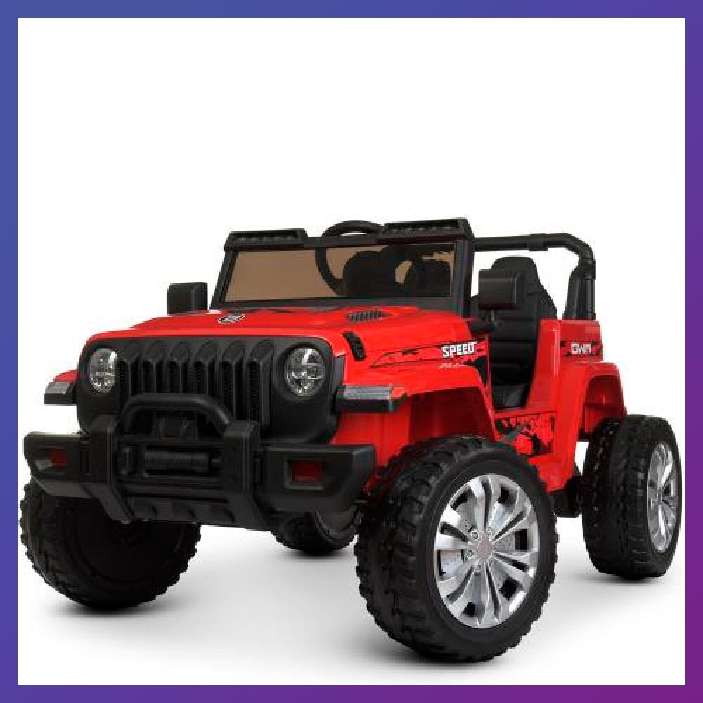 Дитячий електромобіль на акумуляторі Джип Jeep M 4557 з пультом радіокерування для дітей 3-8 років червоний