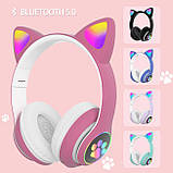 Навушники дитячі бездротові з котячими вушками Котики STN-28 Bluetooth-навушники Рожевий колір, фото 4
