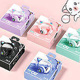 Навушники дитячі бездротові з котячими вушками Котики STN-28 Bluetooth-навушники Рожевий колір, фото 7