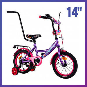 Дитячий двоколісний велосипед Tilly EXPLORER 14 дюймів T-214114 фіолетовий. Для дітей 3-5 років