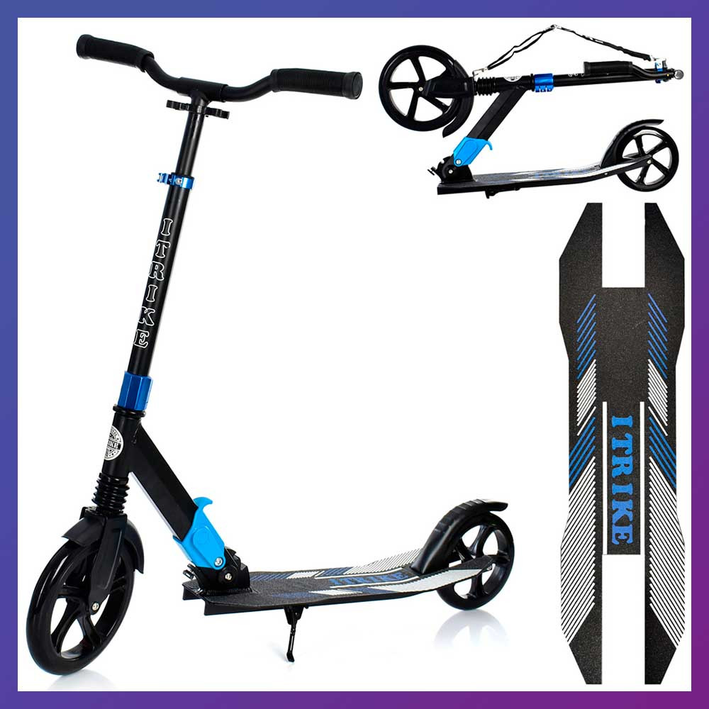 Самокат трюковий міський двоколісний для дорослих і дітей від 10 років ITRIKE SR 2-079-BL, фото 1